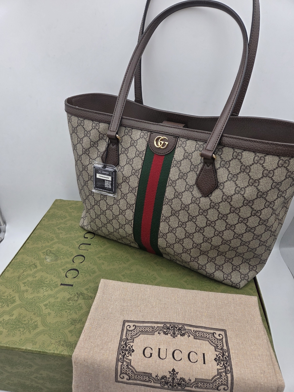 Gucci Beige GG Tote Bag Medium Size With COA